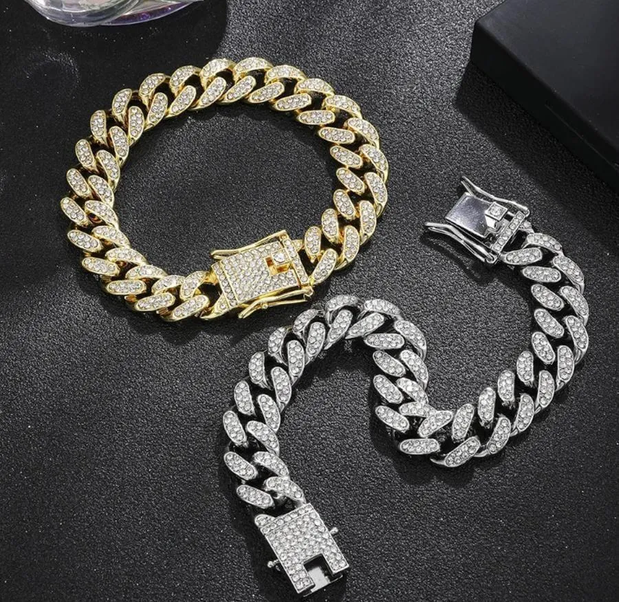 Unique Adjustable Gold & Silver Plated Rhinestone Chain Bracelet - (SILVER)